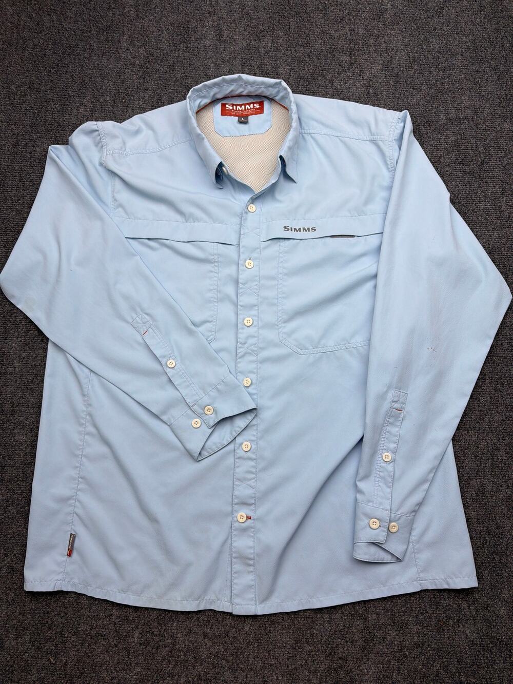 Simms Fishing Shirt Baby Blue Size Large
